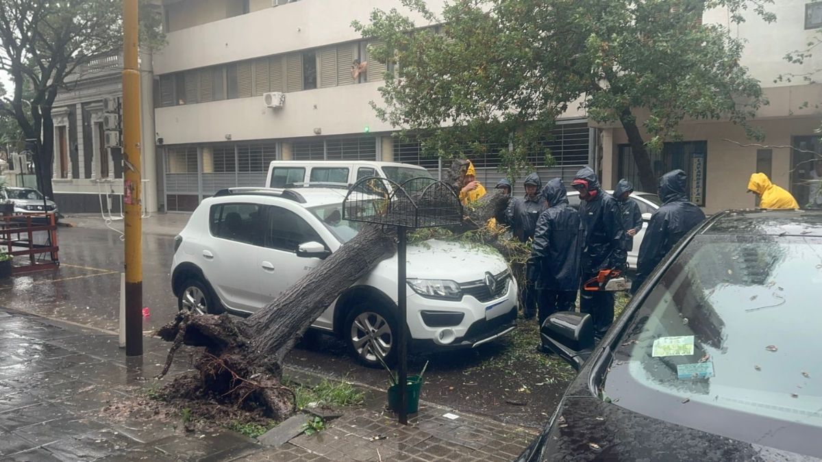 Así quedó el auto que estaba ubicado sobre Mitre entre Bulevar y Balcarce. Así quedó el auto que estaba ubicado sobre Mitre entre Bulevar y Balcarce.