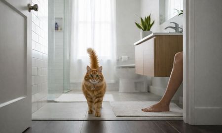Para muchos gatos, seguir a sus dueños al baño es una señal de apego y protección dentro de su manada. Para muchos gatos, seguir a sus dueños al baño es una señal de apego y protección dentro de su manada.
