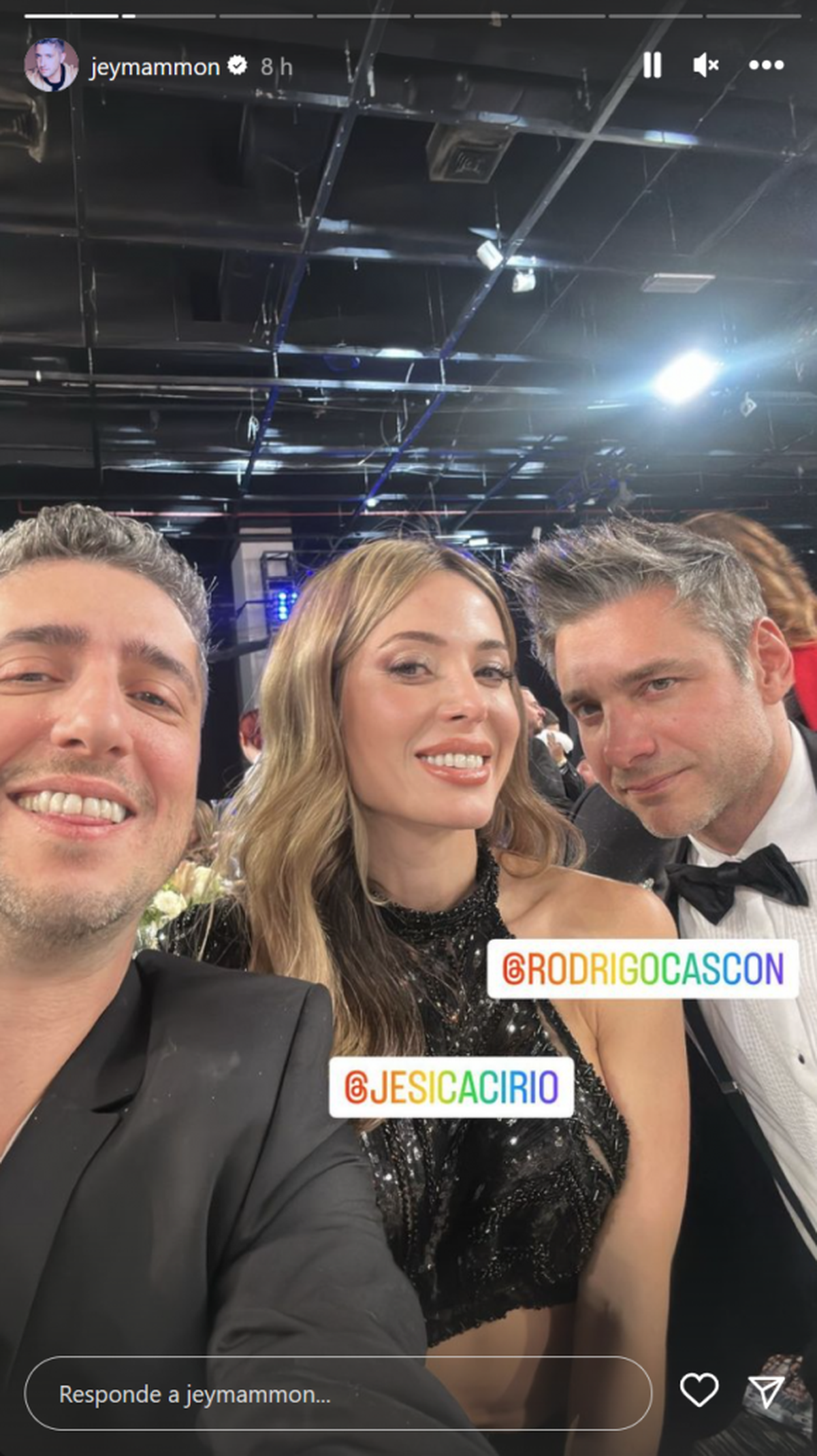 Jey Mammon compartió una foto con Jésica Cirio y Rodrigo Gascón, aunque ninguno de los dos la replicó en sus redes.