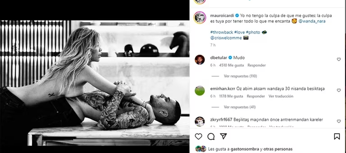 Mauro Icardi publicó una foto subida de tono junto a Wanda Nara.