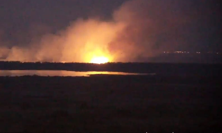 La imagen del incendio desde la cámara de Aire de Santa Fe. La imagen del incendio desde la cámara de Aire de Santa Fe.