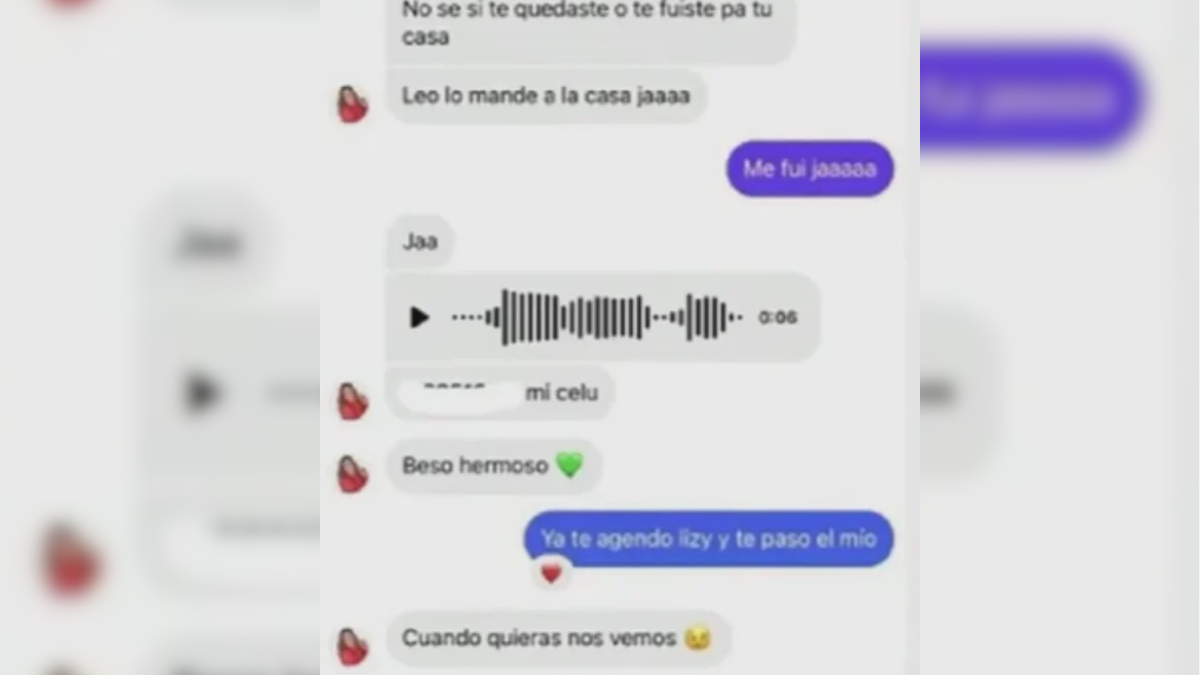 El chats de Lizy Tagliani con el ex novio de Marcela Tauro. El chats de Lizy Tagliani con el ex novio de Marcela Tauro.