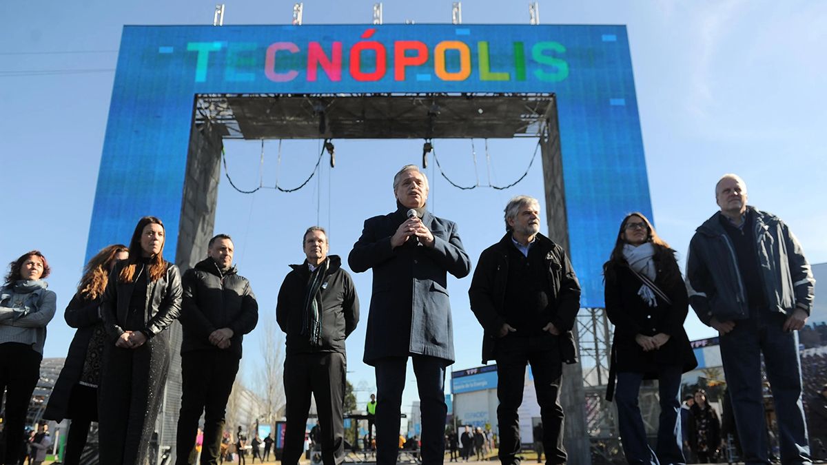 Alberto Fernández este domingo en Tecnópolis.