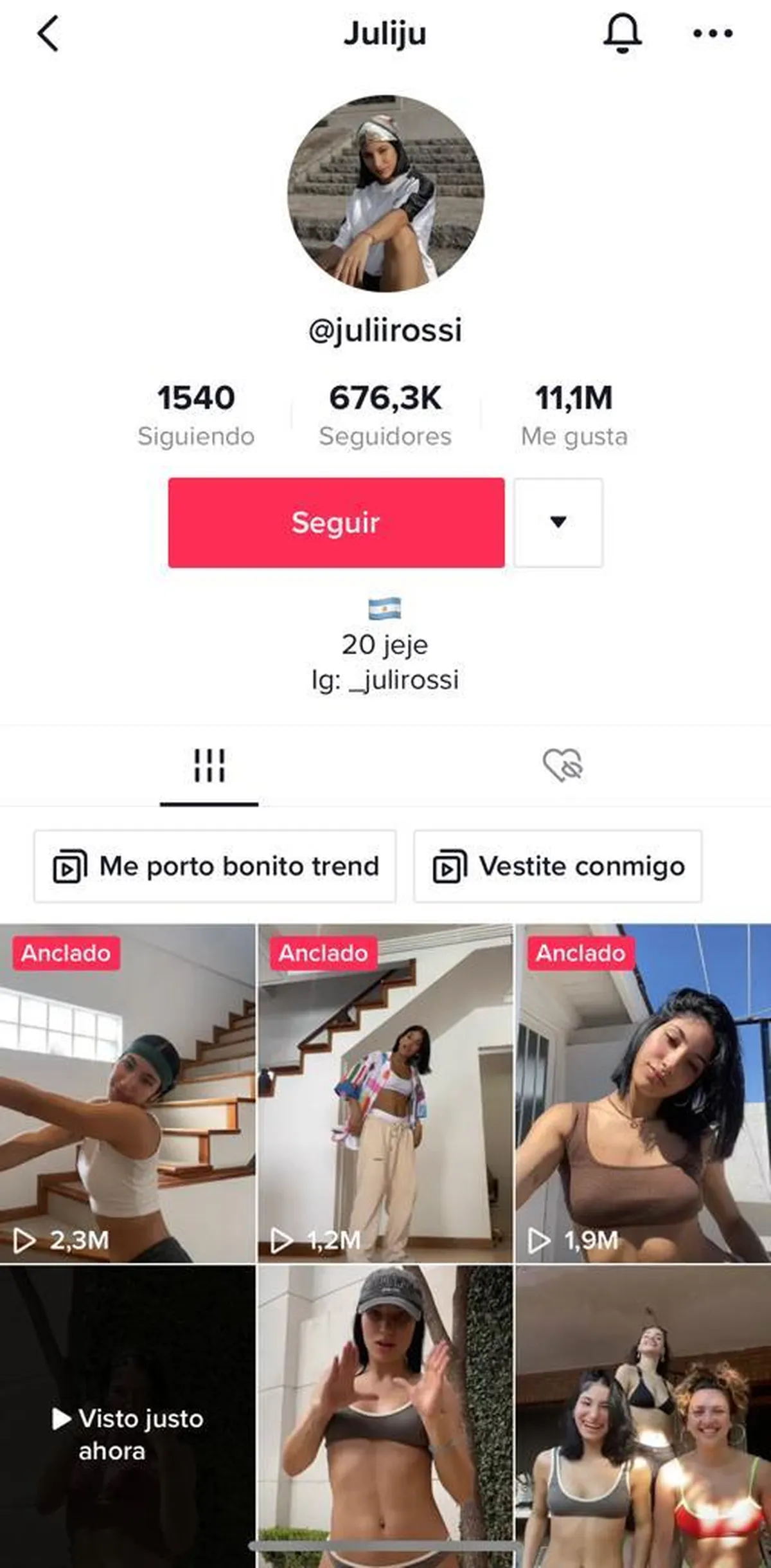 Captura del TikTok de Julieta Rossi, quien era novia de Fernando Báez Sosa al momento de su asesinato. 