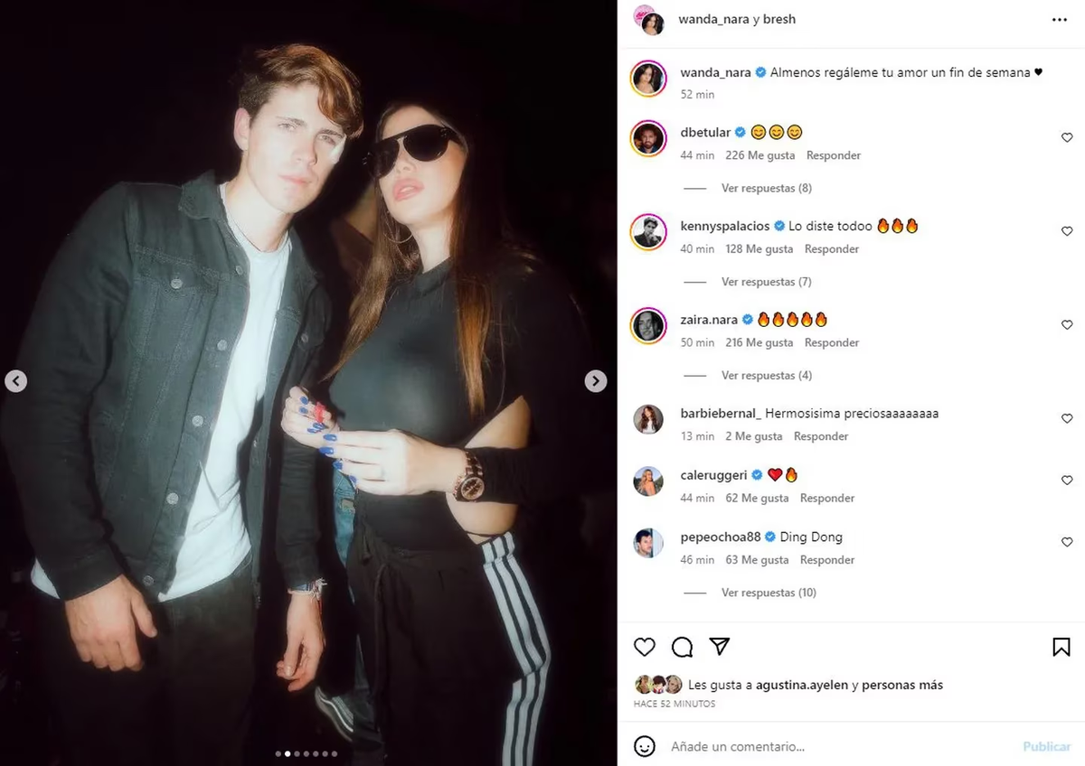 Wanda Nara subió una foto junto a Marcos Ginocchio y puso una llamativa descripción.