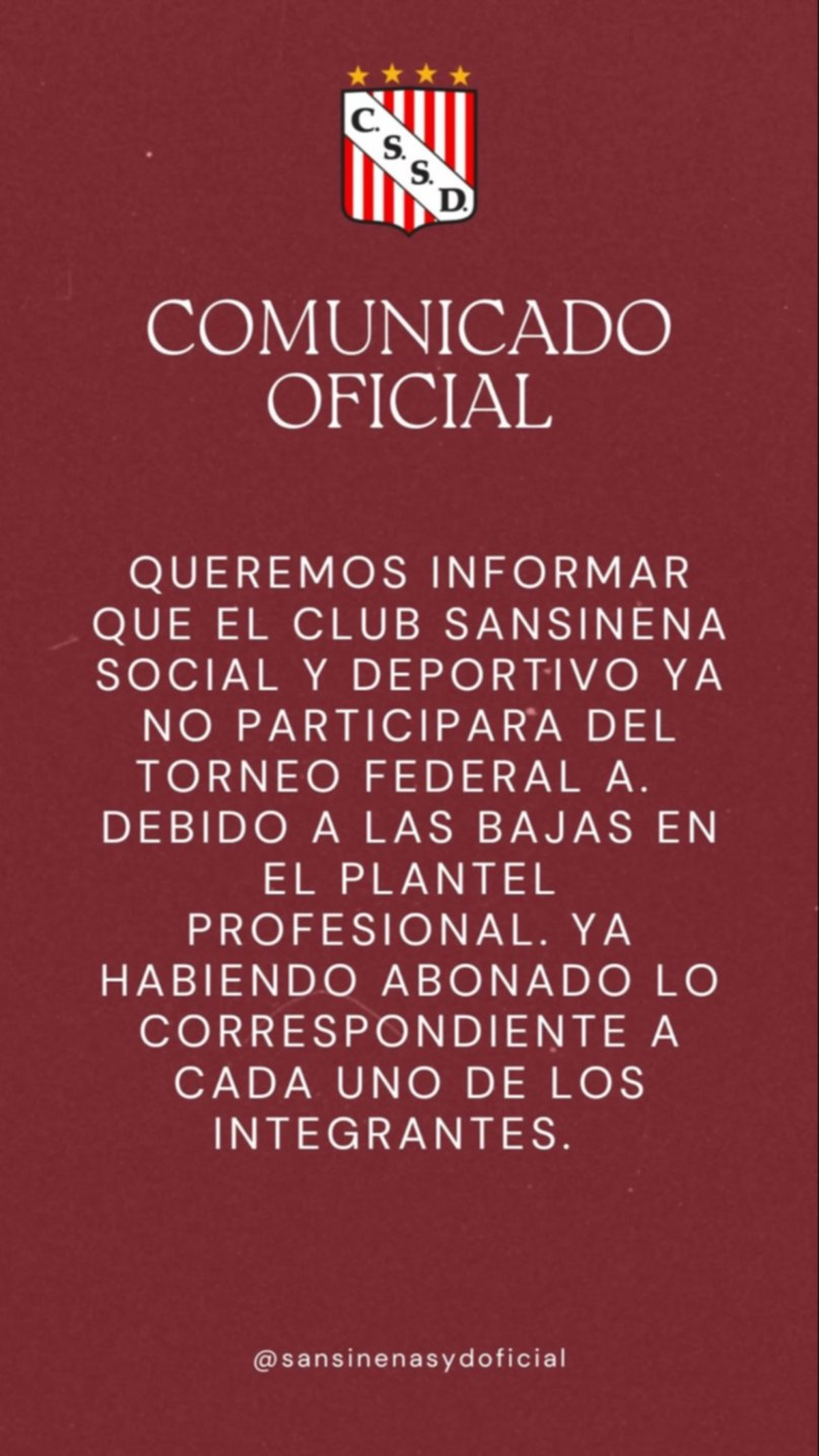 Fútbol en crisis: la drástica medida que tomó Sansinena en medio del Federal A. Fútbol en crisis: la drástica medida que tomó Sansinena en medio del Federal A.