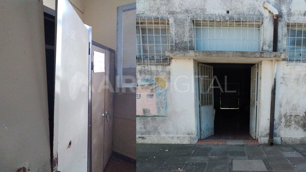 Los ladrones rompieron la puerta que da al patio de la escuela