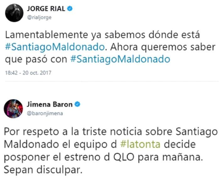 Los mensajes de los famosos por Santiago Maldonado