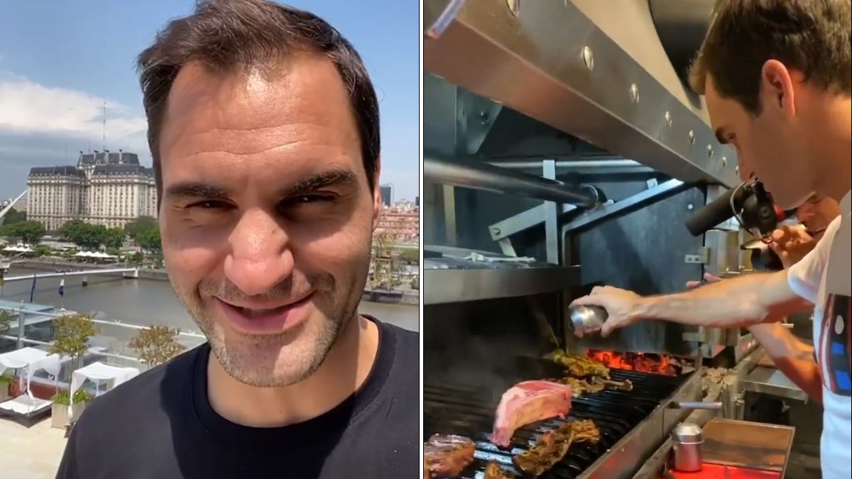Federer fue a comer asado a una parrilla y compartió videos en redes