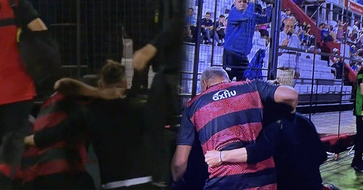 Iván Delfino y Sebastián Beccacece tuvieron una pelea al final del primer tiempo entre Patronato-Defensa y Justicia.