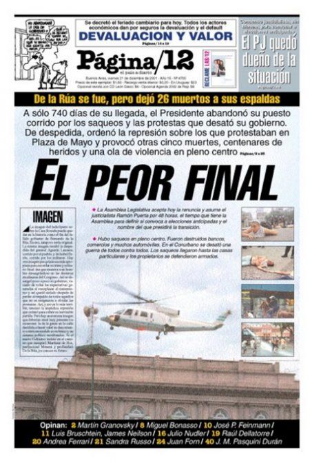 Tapa diario Página 12 (Diciembre 2001).