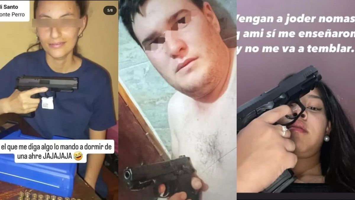 En marzo pasado, egresados de la Escuela de Polic&iacute;a de Santa Fe compartieron im&aacute;genes similares a las que los delincuentes suben a redes sociales.