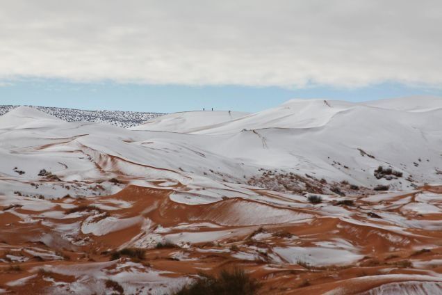 Reviví las mejores fotos de la nevada en el desierto del Sahara