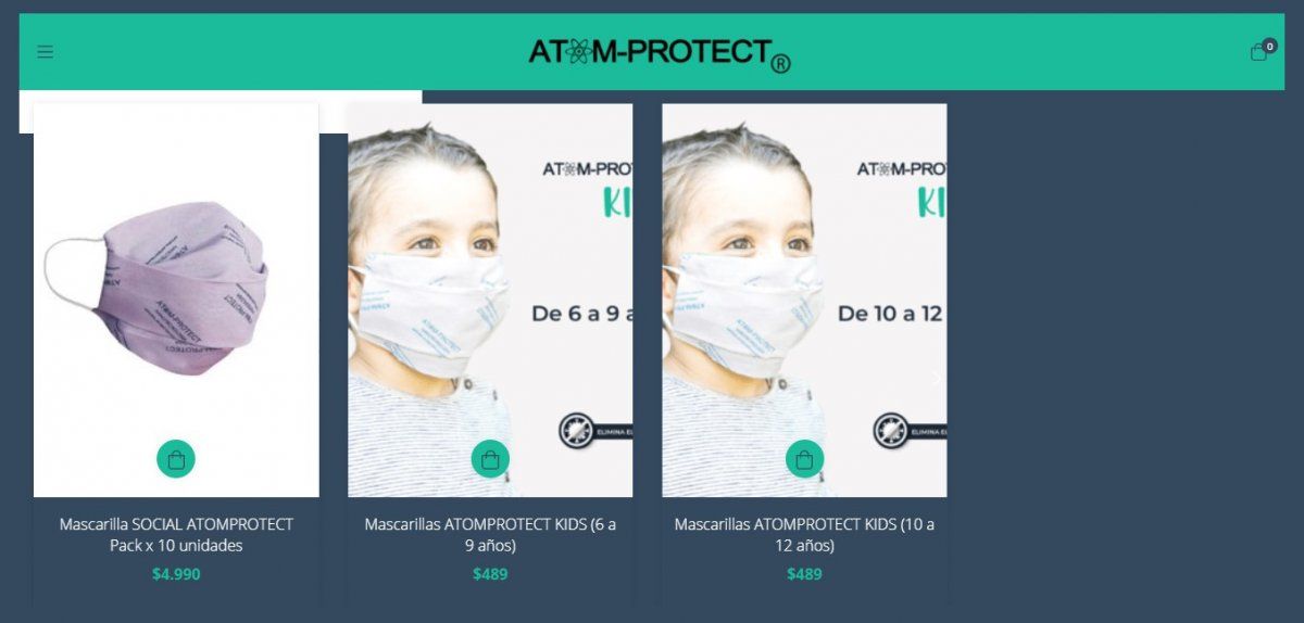 Desde el propio portal de internet se puede acceder a comprar los barbijos Atom Protect.