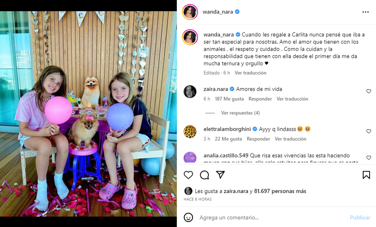 Wanda Nara le dedicó unas palabras a sus hijas.