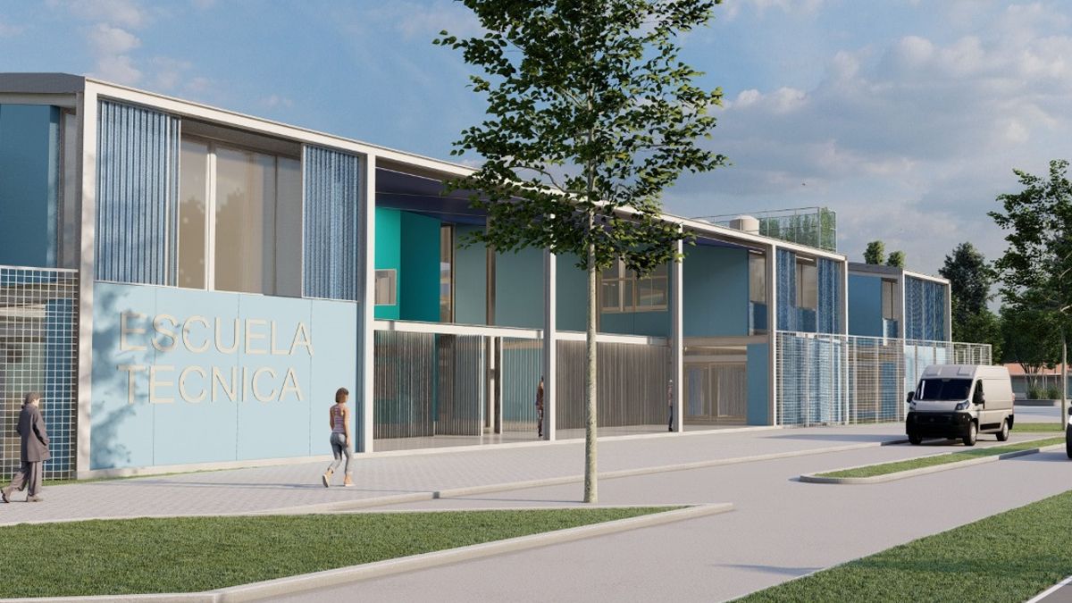 Así será la fachada del nuevo edificio de la escuela Dr. Esteban Echeverría de la ciudad de Santa Fe.