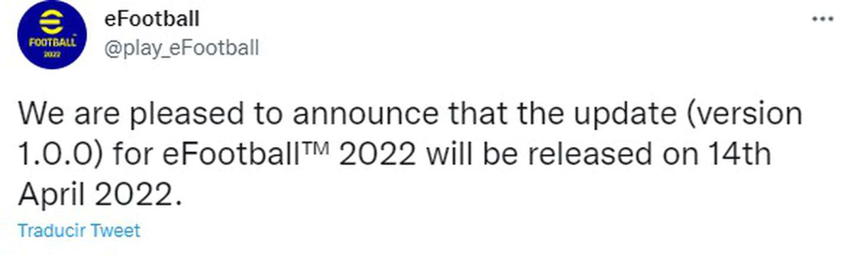 El comunicado de "eFootball 2022".