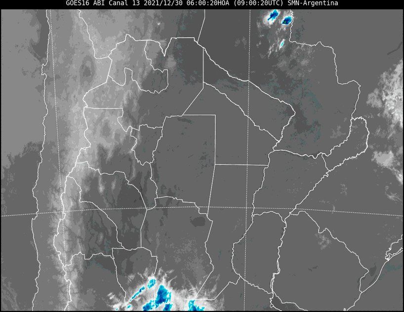 La imagen satelital del tiempo a las 6 horas del jueves muestra el cielo de la provincia de Santa Fe despejado.