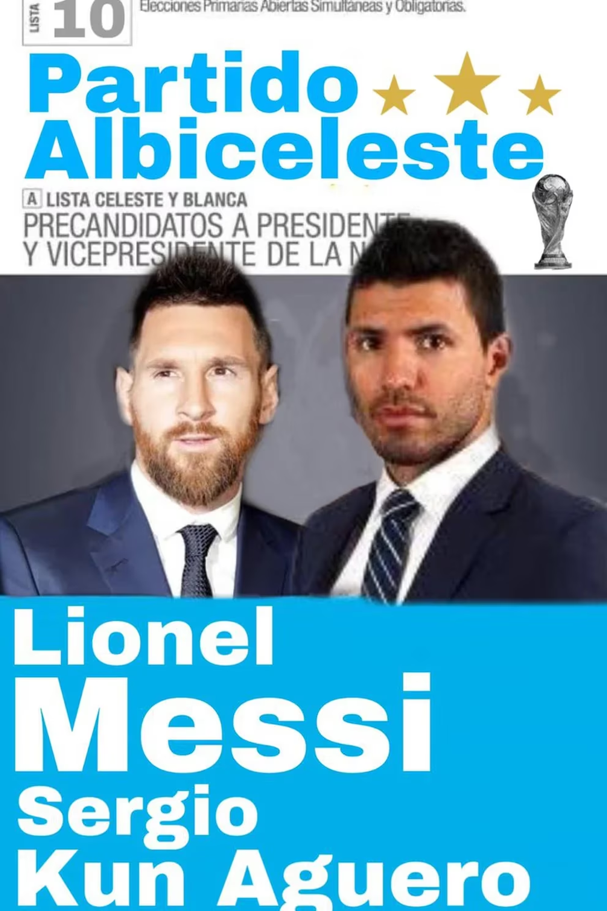 Sergio "Kun" Agüero fue otro de los elegidos como compañero de fórmula de Lionel Messi.