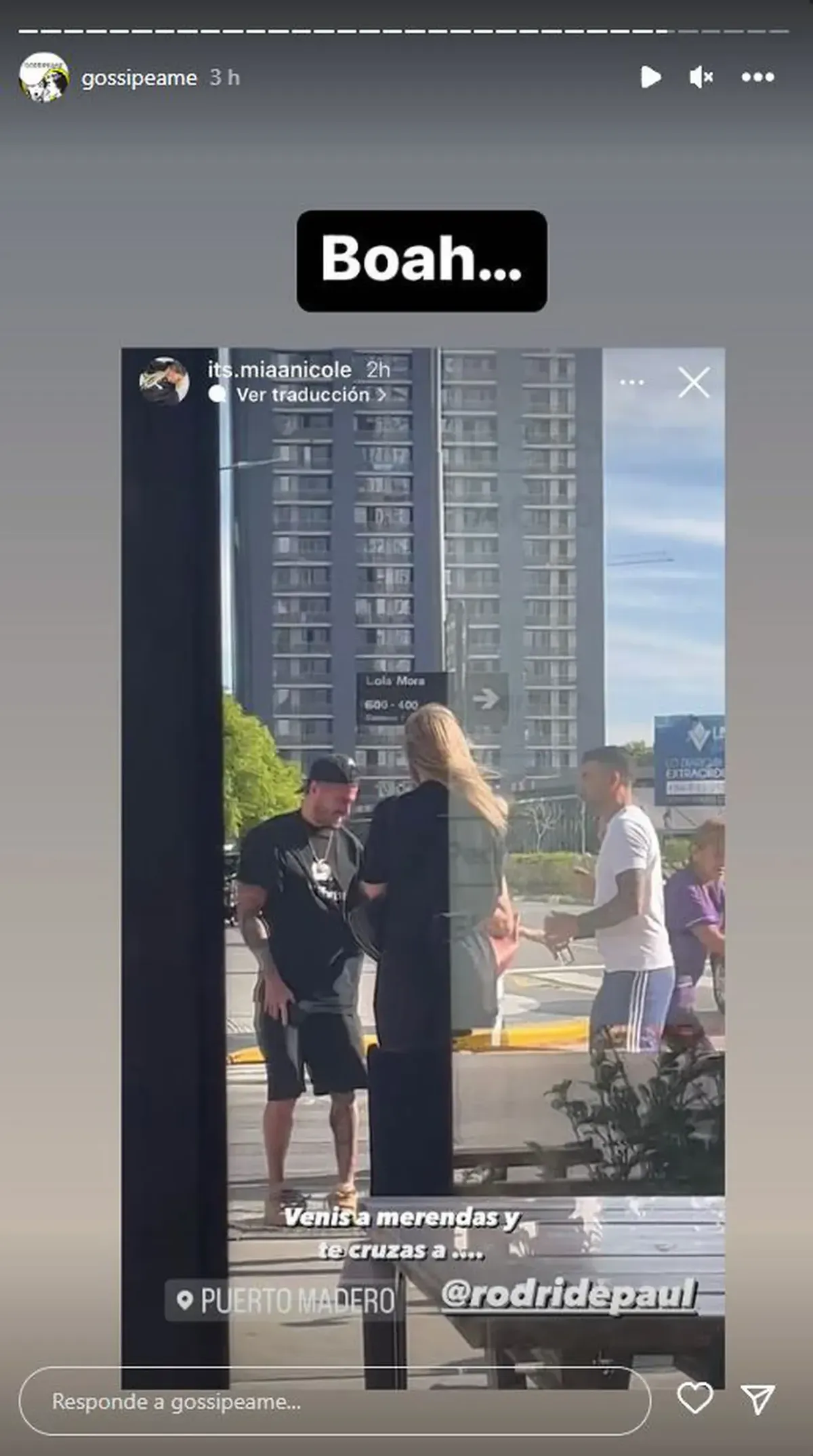 Una persona que se encontraba en la zona compartió una story en Instagram donde se lo ve a de Paul con los niños.
