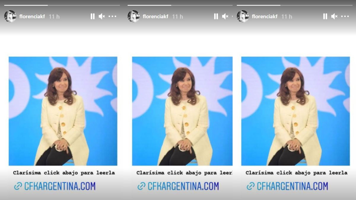 "Clarísima", escribió Florencia Kirchner en su Instagram.