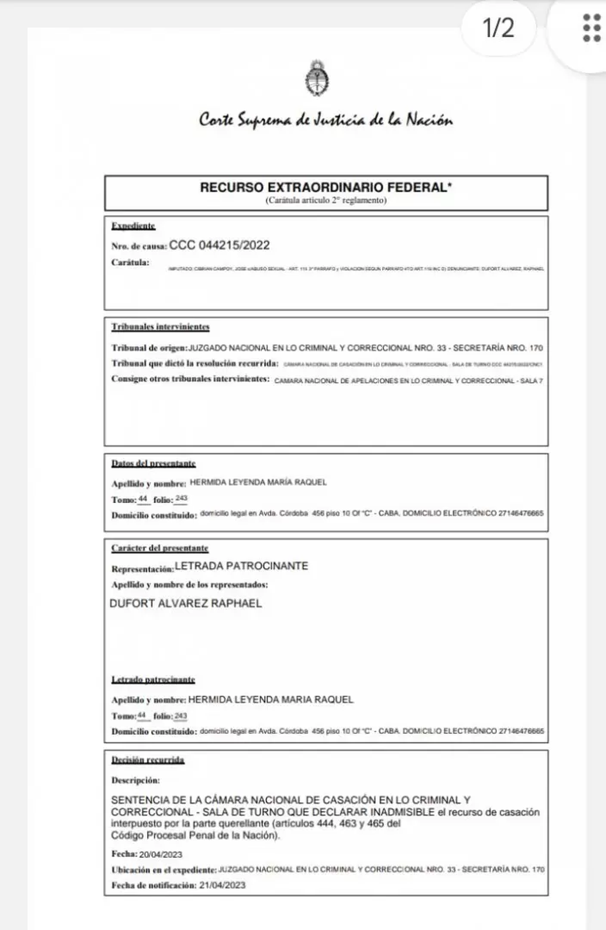 La causa contra Cibrián está abierta. La causa contra Cibrián está abierta.
