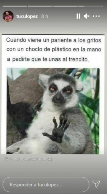 La llamativa foto que subió el Tucu López tras la foto de Sabrina en redes. 