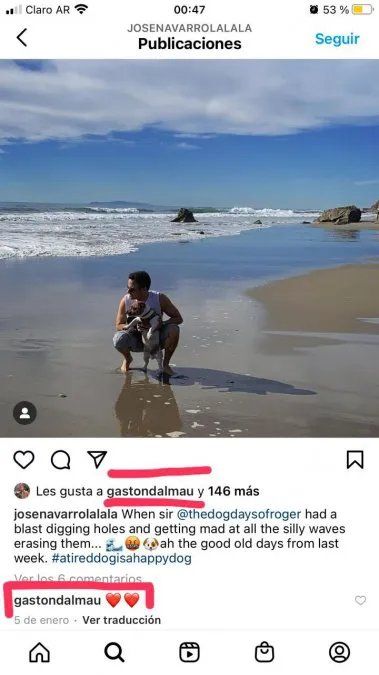 Los comentarios y likes entre Gastón Dalmau y José Navarro despertaron a los seguidores del ex Casi Ángeles.