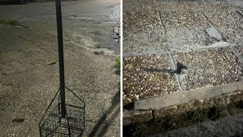 Robo en Santa Fe: arrancó un cesto de basura y