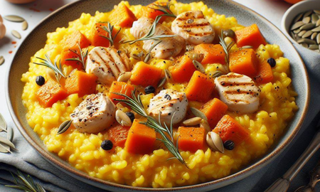 Receta fácil y deliciosa de risotto de calabaza y pollo Receta fácil y deliciosa de risotto de calabaza y pollo