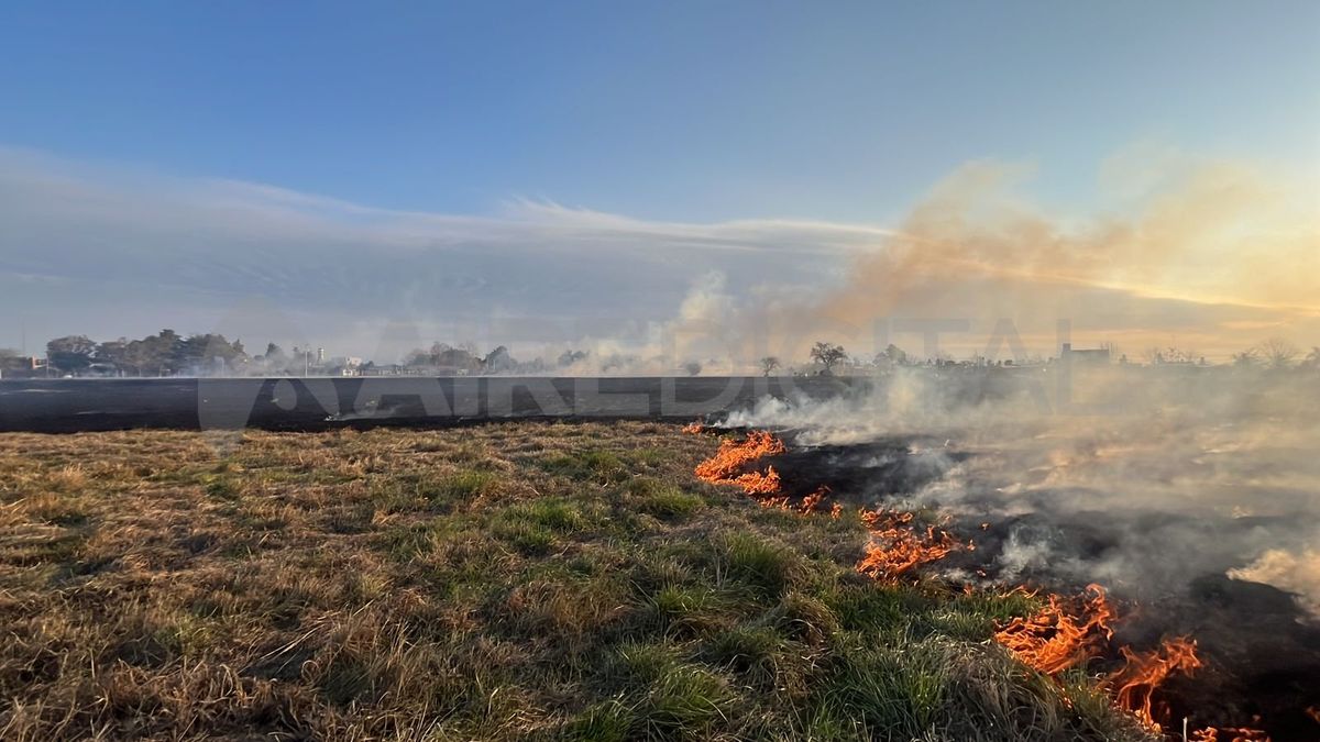 Incendio de pastizales en la zona de Barrio Los Conquistadores, Sauce Viejo. Incendio de pastizales en la zona de Barrio Los Conquistadores, Sauce Viejo.