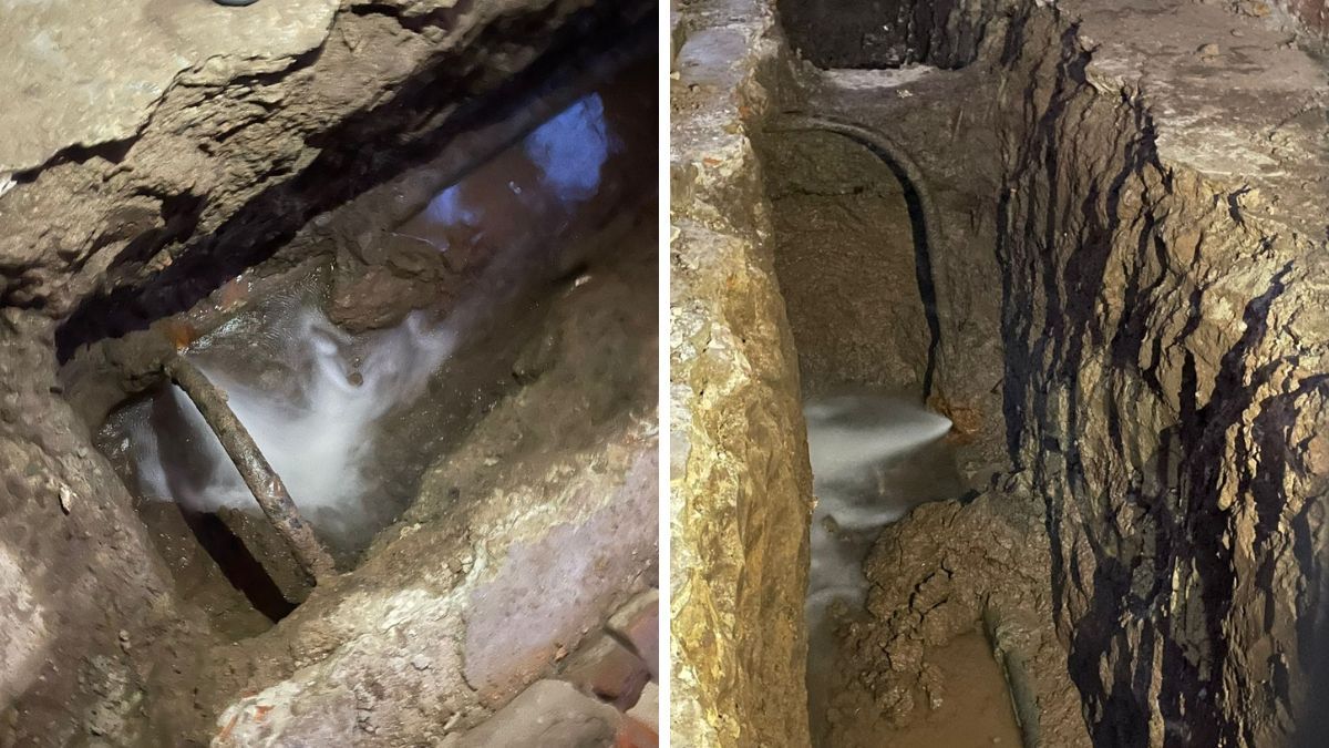 Así se ve la pérdida de agua en el monoblock 3 de barrio Las Flores II.