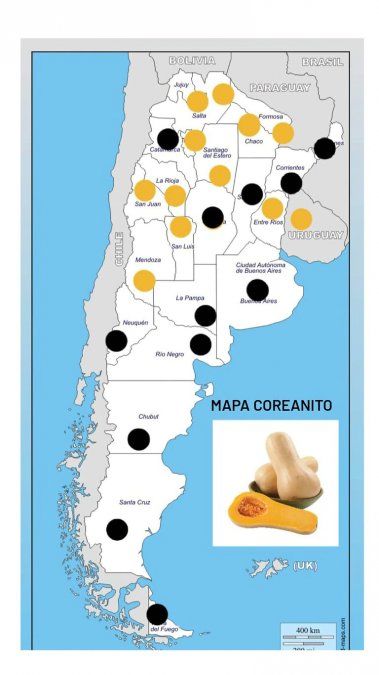 El mapa de Paulina Cocina donde muestra en qué provincias se le dice