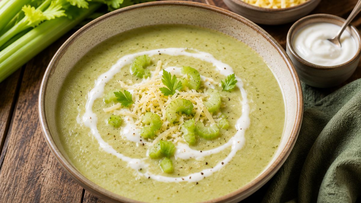 La sopa de apio con queso y yogur combina una textura cremosa con ingredientes simples y nutritivos. La sopa de apio con queso y yogur combina una textura cremosa con ingredientes simples y nutritivos.