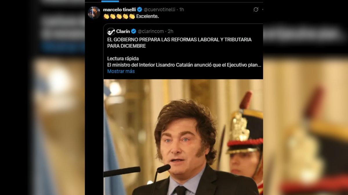 Marcelo Tinelli apoya la reforma laboral que impulsa el gobierno de Javier Milei. Marcelo Tinelli apoya la reforma laboral que impulsa el gobierno de Javier Milei.