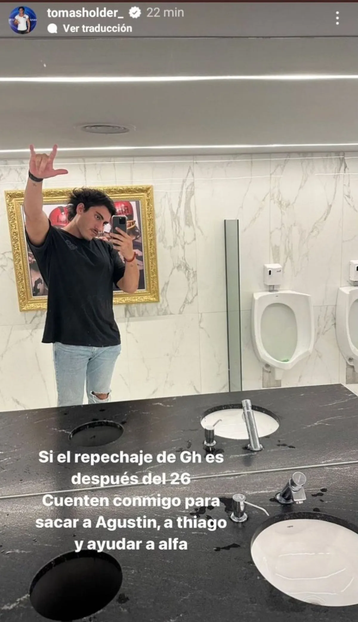 El pedido de Tomás Holder para poder ingresar nuevamente a Gran Hermano. (Captura de Instagram)