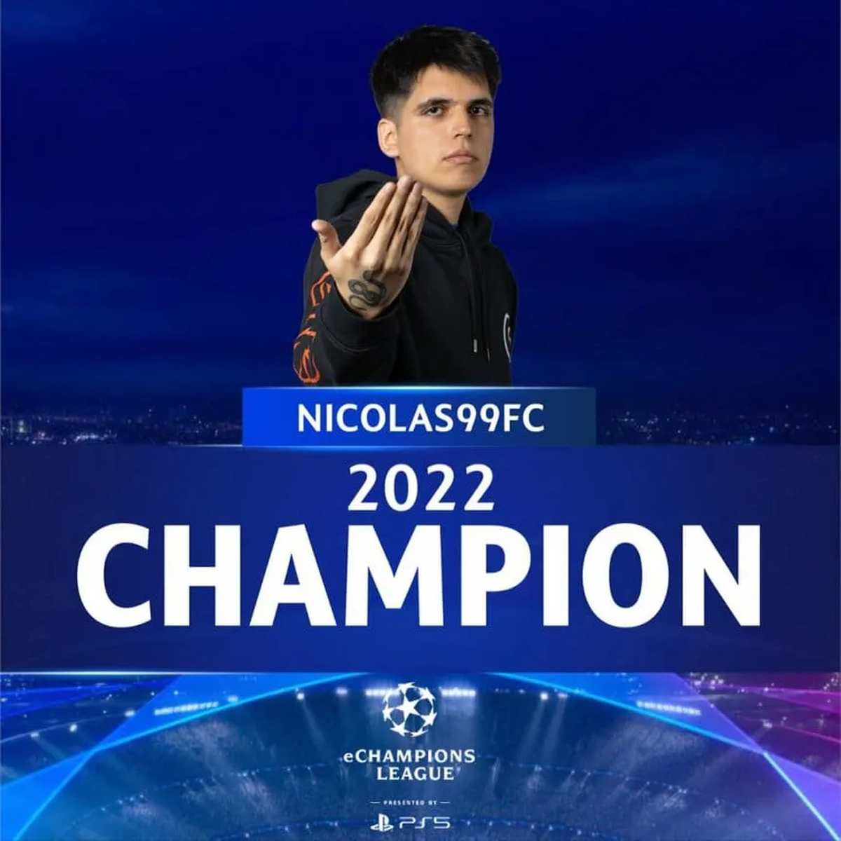 Nicolás Villalba campeón de eChampions League de FIFA 22.