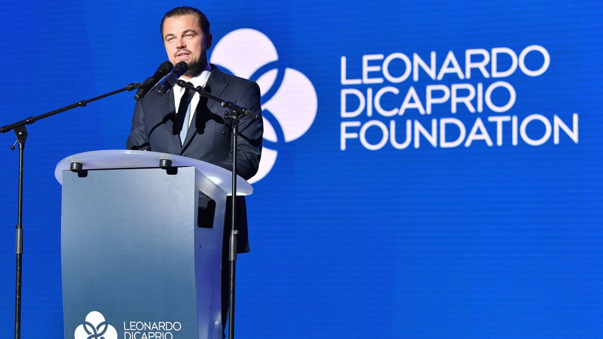 Leo en su discurso en Leonardo DiCaprio Foundation.