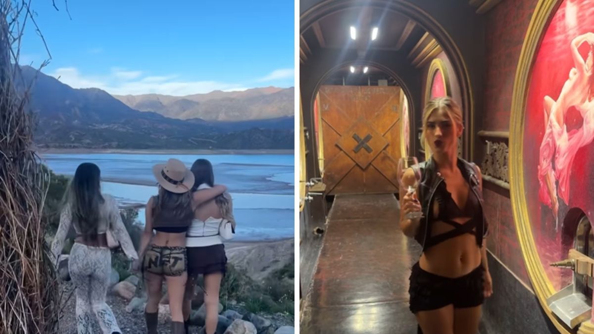 Julieta Poggio está de viaje en Mendoza con dos amigas. Julieta Poggio está de viaje en Mendoza con dos amigas.
