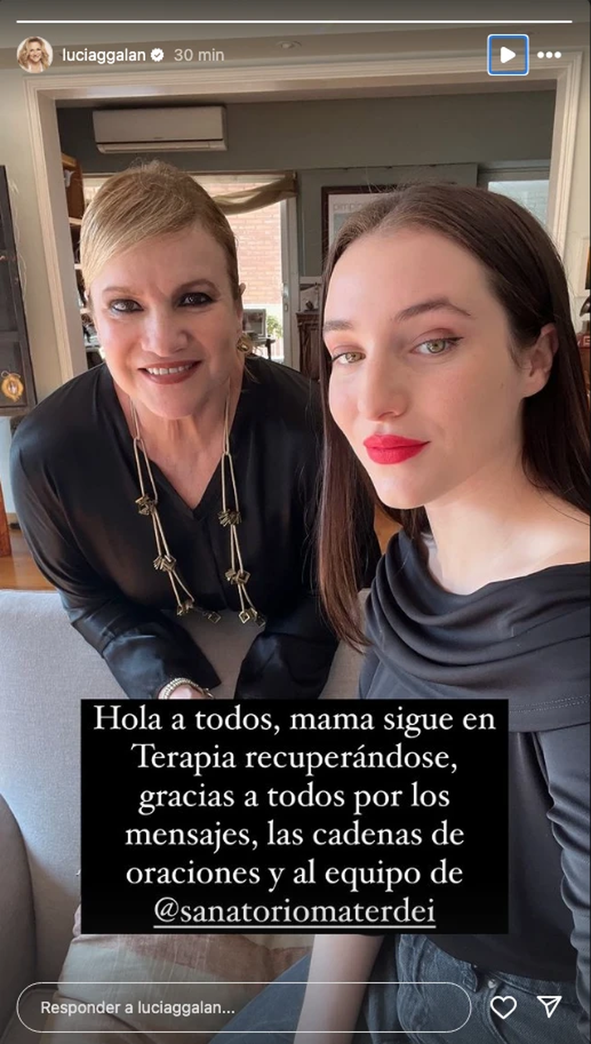 La hija de Lucía Galán habló sobre la salud de la artista. La hija de Lucía Galán habló sobre la salud de la artista.