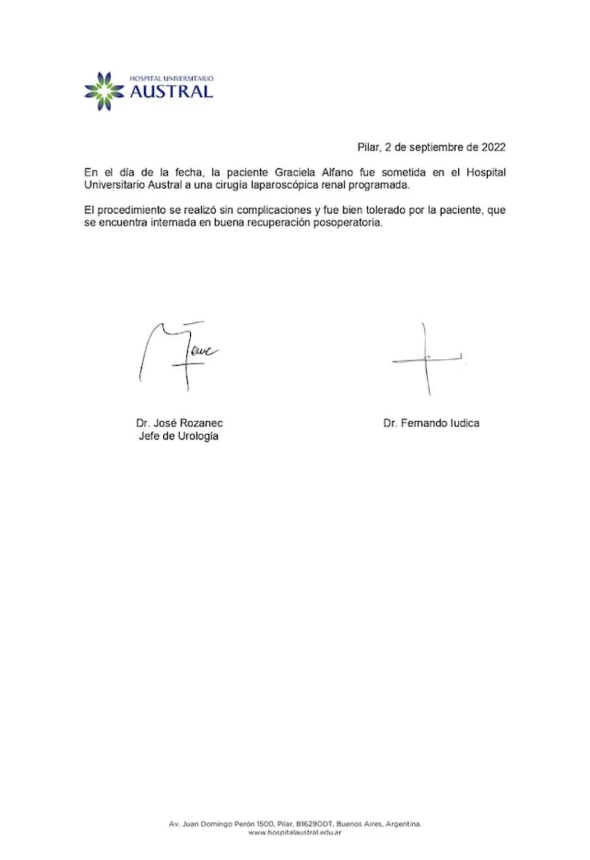 Parte medico de Alfano