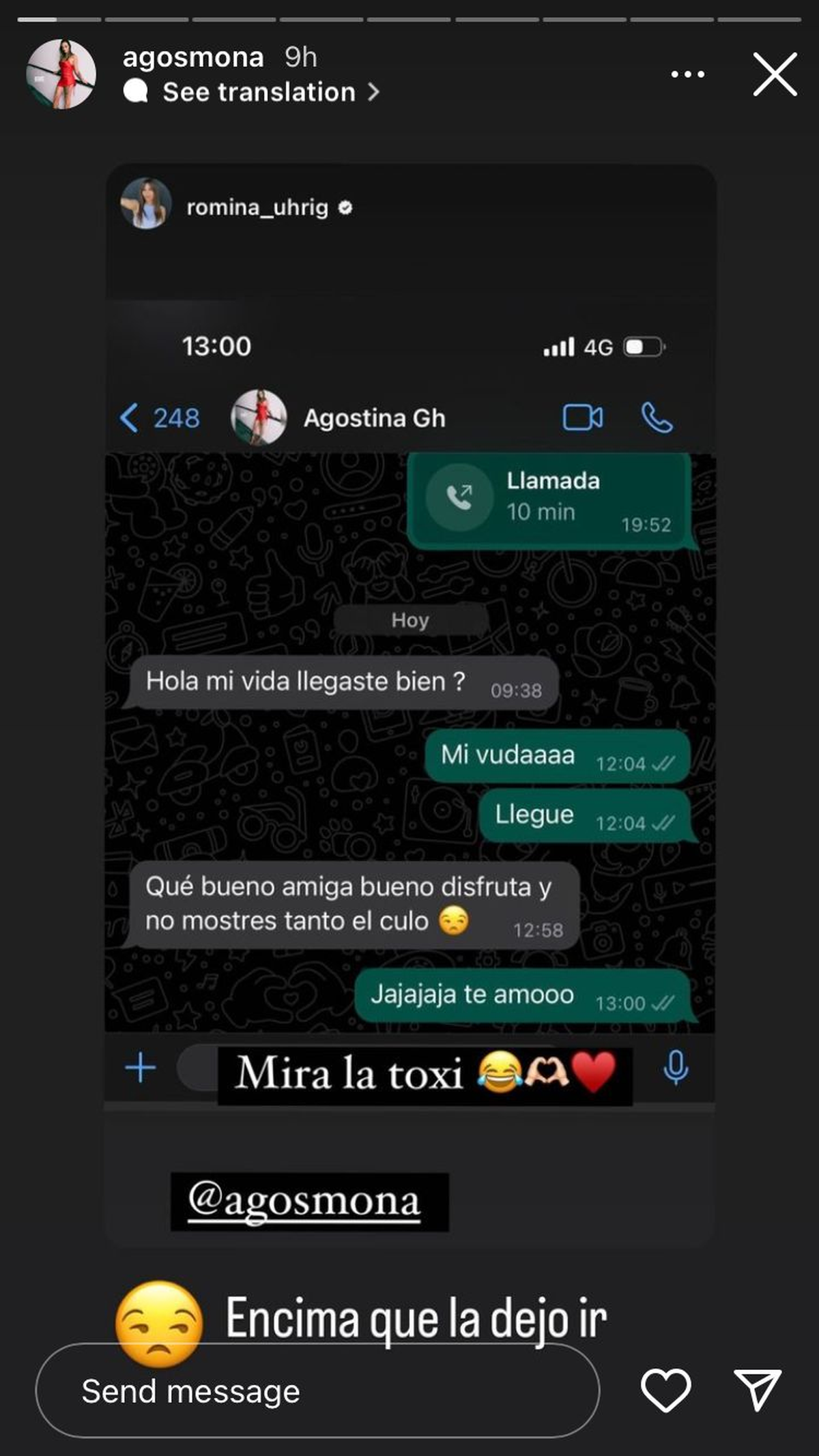 Agostina se acerca a Romina Uhrgi tras su salida de Gran Hermano. Agostina se acerca a Romina Uhrgi tras su salida de Gran Hermano.