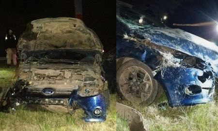 El automóvil sufrió severos daños materiales tras el accidente y debió ser removido por personal de Corredores Viales. El automóvil sufrió severos daños materiales tras el accidente y debió ser removido por personal de Corredores Viales.