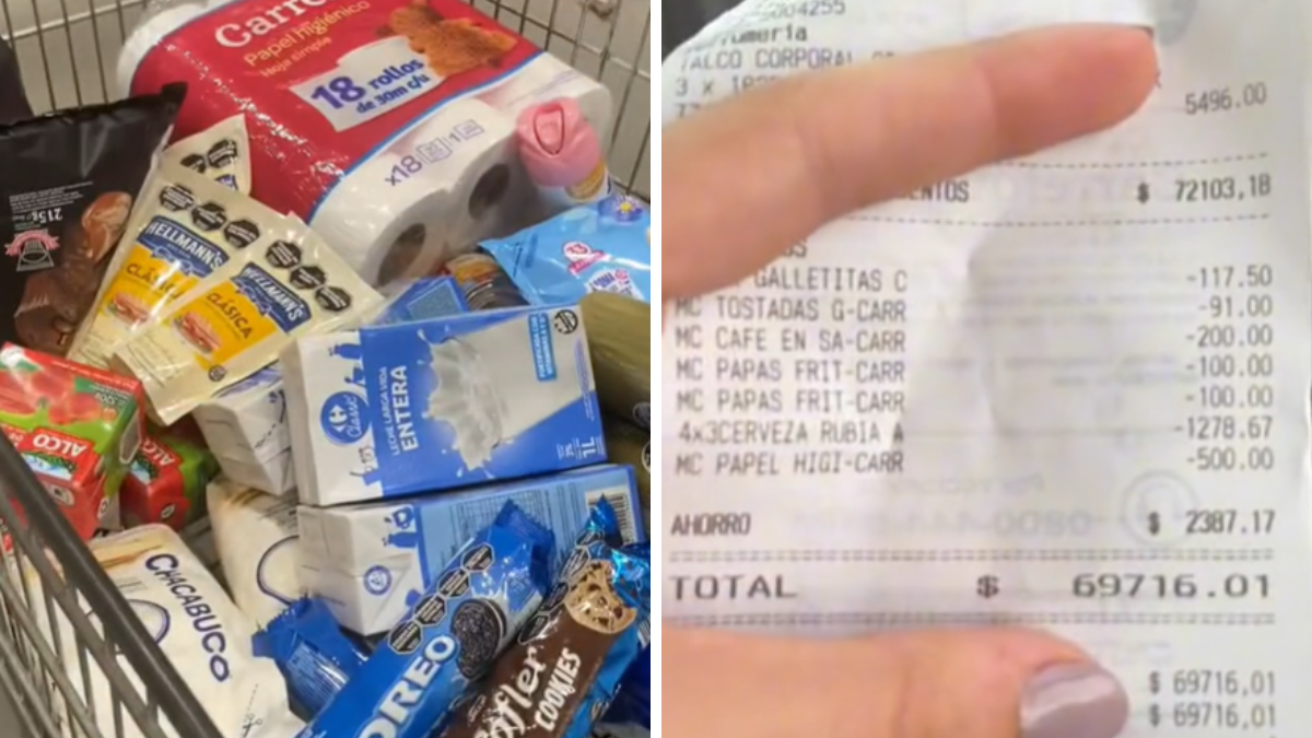 Fue a un supermercado y sorprendió a todos al mostrar qué compró por 70 mil pesos.