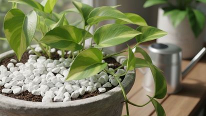 Para qué sirve poner piedritas blancas en la tierra del potus