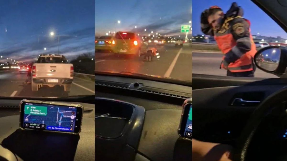 Video impactante: efectivo de la Caminera de Córdoba fue arrastrado por un auto en fuga y se salvó de milagro