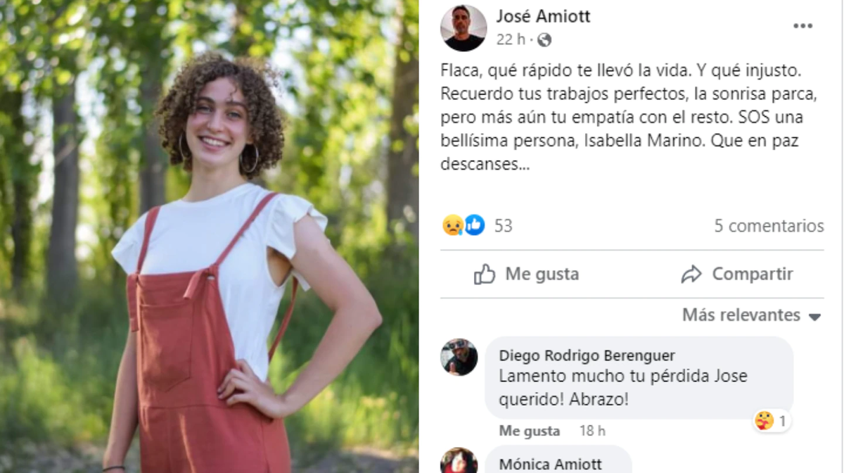 El mensaje de un amigo de Isabella Marino.