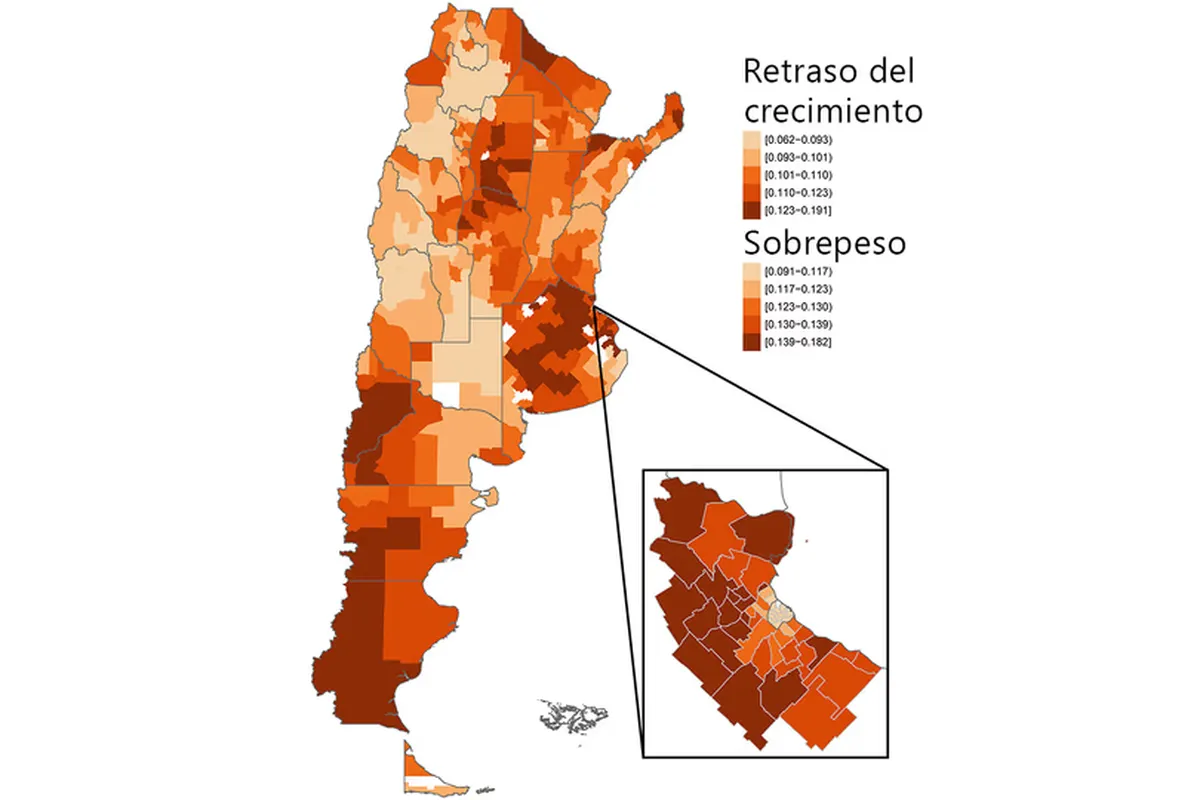 El mapa, el primero en mostrar con nivel de detalle jurisdiccional dicha doble carga de la malnutrición en nuestro país, fue publicado en la revista científica Spatial and Spatio-temporal Epidemiology. El mapa, el primero en mostrar con nivel de detalle jurisdiccional dicha doble carga de la malnutrición en nuestro país, fue publicado en la revista científica Spatial and Spatio-temporal Epidemiology.