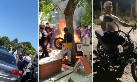 Un funeral en La Plata conmocionó por el insólito ritual que incluyó quemar una motocicleta en la fosa del joven de 15 años. Un funeral en La Plata conmocionó por el insólito ritual que incluyó quemar una motocicleta en la fosa del joven de 15 años.
