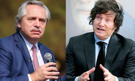 El actual presidente Alberto Fernández y el presidente electo Javier Milei. El actual presidente Alberto Fernández y el presidente electo Javier Milei.